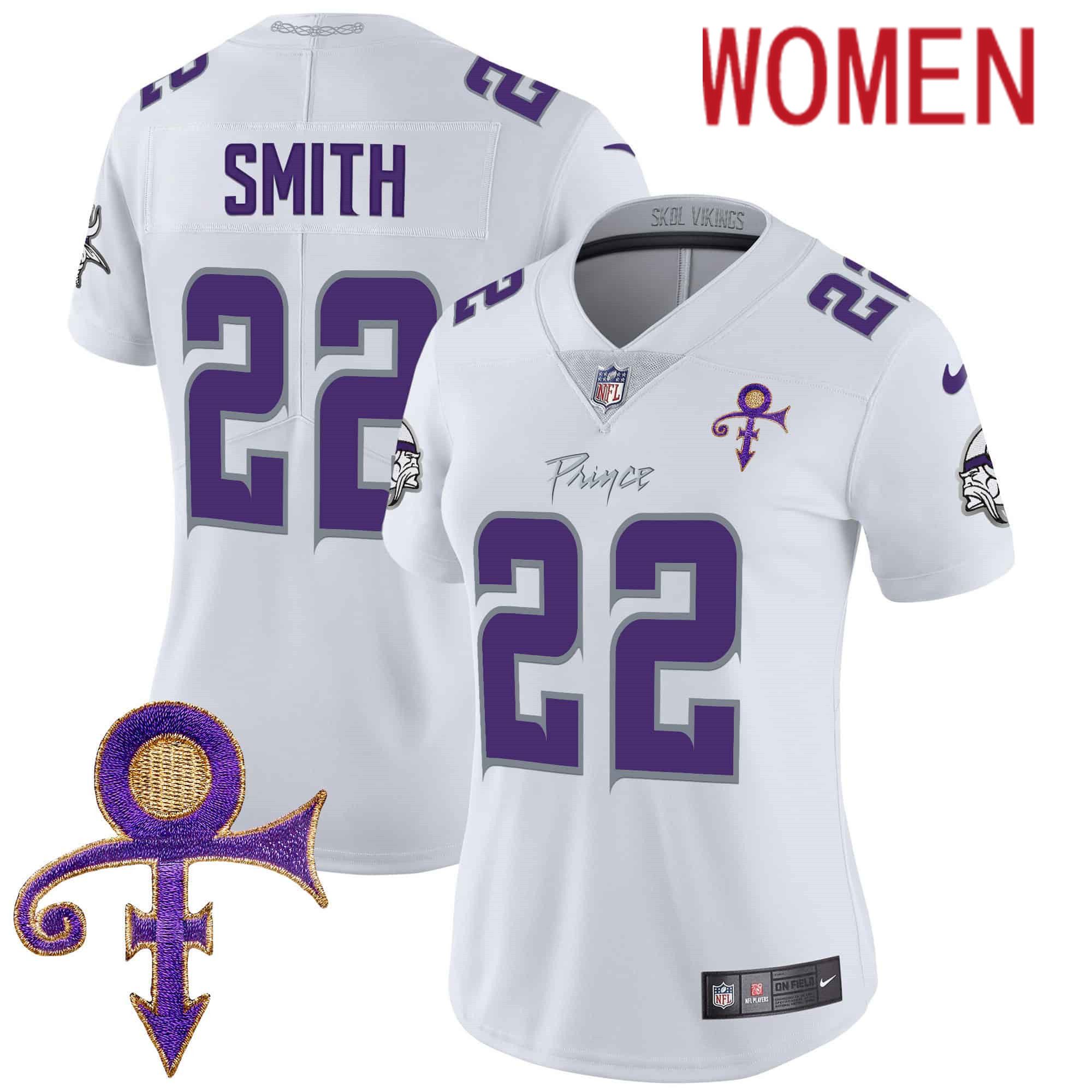 Women Minnesota Vikings #22 Smith White 2024 Nike Prince Vapor Limited NFL Jersey